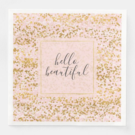 Gold White Roze Confetti Servetten (Voorkant)