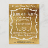 Gold White Save the Date Pensioenfeest Aankondigingskaart (Voorkant)