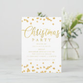 Gold White Script Confetti Holiday Kerstfeest Kaart (Staand voorkant)