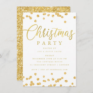Gold White Script Confetti Holiday Kerstfeest Kaart