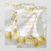 Gold White Silk Bow Bauble kerstparty Kaart (Voorkant / Achterkant)