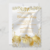 Gold White Silk Bow Bauble kerstparty Kaart (Voorkant)