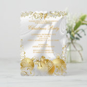Gold White Silk Bow Bauble kerstparty Kaart (Staand voorkant)