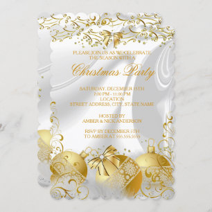 Gold White Silk Bow Bauble kerstparty Kaart