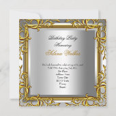 Gold White Silver Eiffel Tower - geboortedag Kaart (Achterkant)