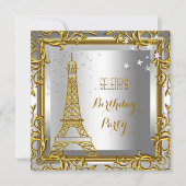 Gold White Silver Eiffel Tower - geboortedag Kaart (Voorkant)