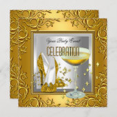 Gold White Silver High Hiel Shoes Champagne Kaart (Voorkant / Achterkant)