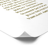 Gold & White Simple 12 Table Wedding Seating Chart Poster (Hoek)