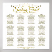 Gold & White Simple 12 Table Wedding Seating Chart Poster (Voorkant)
