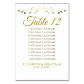 Gold & White Simple Elgant Wedding Seating Chart Kaart (Voorkant)