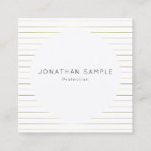 Gold White Sjabloon Moderne, elegante vormgeving Vierkante Visitekaartje (Voorkant)