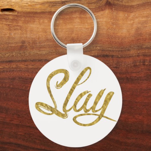 Gold & White Slay Sleutelhanger (Voorkant)