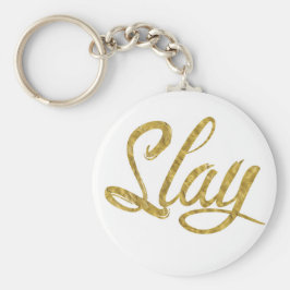 Gold & White Slay Sleutelhanger