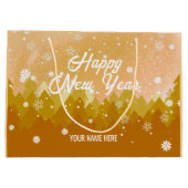 Gold White Snow Peaceful Forest kerst Nieuwjaar Groot Cadeauzakje (Achterkant)