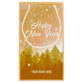 Gold White Snow Peaceful Forest kerst Nieuwjaar Klein Cadeauzakje