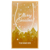 Gold White Snow Peaceful Forest kerst Nieuwjaar Klein Cadeauzakje (Voorkant)