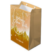 Gold White Snow Peaceful Forest kerst Nieuwjaar Medium Cadeauzakje (Achterkant Gekanteld)