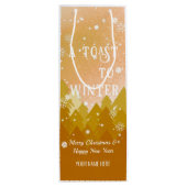 Gold White Snow Peaceful Forest kerst Nieuwjaar Wijn Cadeautas (Achterkant)