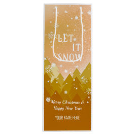 Gold White Snow Peaceful Forest kerst Nieuwjaar Wijn Cadeautas
