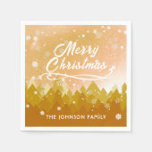 Gold White Snow Peaceful Forest Merry kerst Servet (Voorkant)