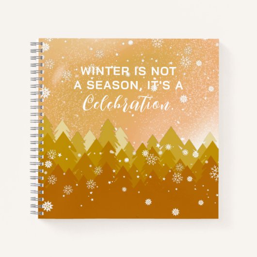 Gold White Snow Peaceful Forest Winter Quote Notitieboek (Voorkant)