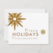 Gold & White Snowflake Business Holiday Card Feestdagenkaart (Voorkant)