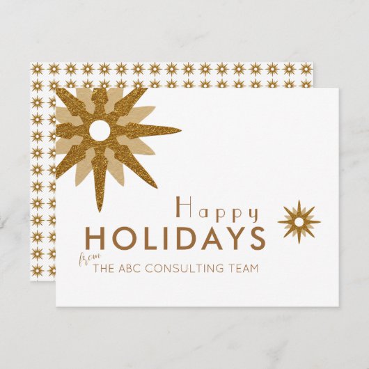 Gold & White Snowflake Business Holiday Card Feestdagenkaart (Voorkant / Achterkant)