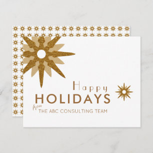 Gold & White Snowflake Business Holiday Card Feestdagenkaart