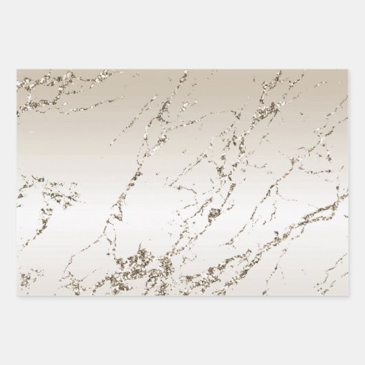 Gold White Sparkle Glitter Inpakpapier Vel (Voorkant 3)