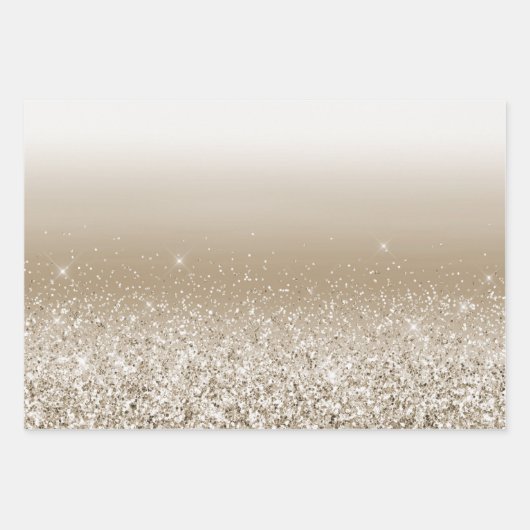 Gold White Sparkle Glitter Inpakpapier Vel (Voorkant 2)