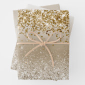 Gold White Sparkle Glitter Inpakpapier Vel (In situ)