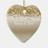 Gold White Sparkle Glitter Peace Love Keramisch Ornament (Rechts)