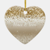 Gold White Sparkle Glitter Peace Love Keramisch Ornament (Voorkant)