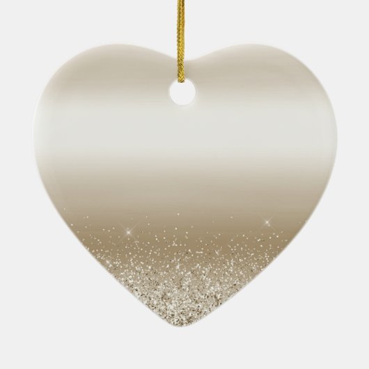 Gold White Sparkle Glitter Peace Love Keramisch Ornament (Achterkant)