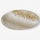 Gold White Sparkle Glitter Peace Love Papieren Bordje (Gekanteld)