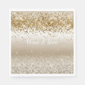 Gold White Sparkle Glitter Peace Love     Servet (Voorkant)
