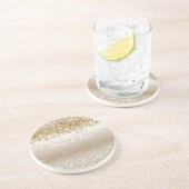 Gold White Sparkle Glitter Peace Love Zandsteen Onderzetter (Zijkant)