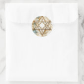 Gold White Star Of David Abstract Modern Trendy Ronde Sticker (Tas)
