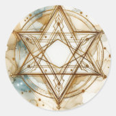 Gold White Star Of David Abstract Modern Trendy Ronde Sticker (Voorkant)
