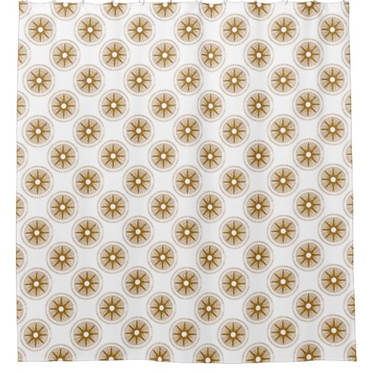 Gold & White Starburst Medallion Pattern Douchegordijn (Voorkant)
