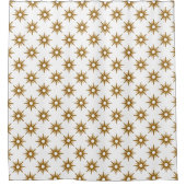 Gold & White Starburst Pattern Showgordijn Douchegordijn (Voorkant)