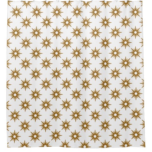 Gold & White Starburst Pattern Showgordijn Douchegordijn (Voorkant)