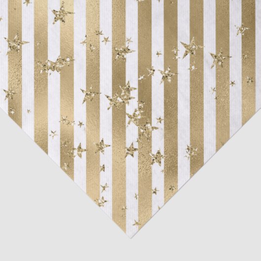 Gold White Stars en Stripes Tissuepapier (Detail)