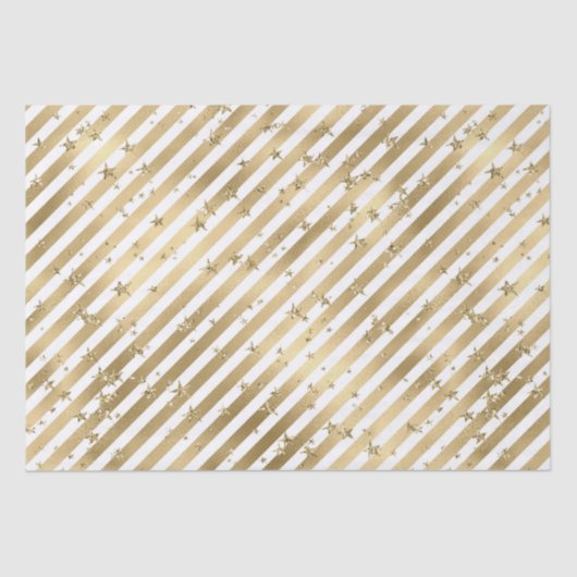 Gold White Stars en Stripes Tissuepapier (Voorkant)