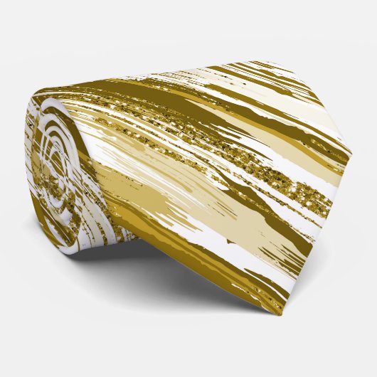 Gold White Streak Moderne Abstracte Stropdas (Opgerold)