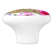 Gold White Stripes Bold Glam Floral Waterverf Keramische Knop (Zijkant)