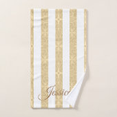 Gold & White Stripes Elegant Bad Handdoek (Handdoek)