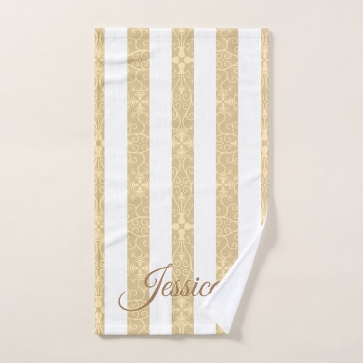 Gold & White Stripes Elegant Bad Handdoek (Handdoek)