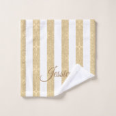 Gold & White Stripes Elegant Bad Handdoek (Wasdoekje)