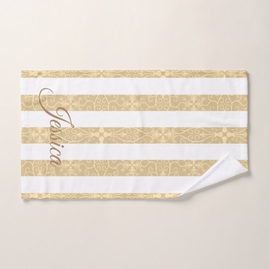 Gold & White Stripes Elegant Bad Handdoek (Handdoek)